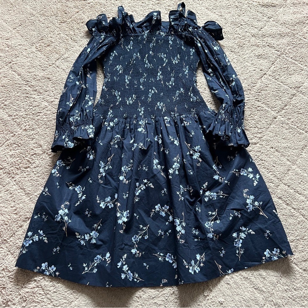 Rebecca Taylor Francine Cold Shoulder Smock Dress Cottage Homecoming Preppy Sz 4